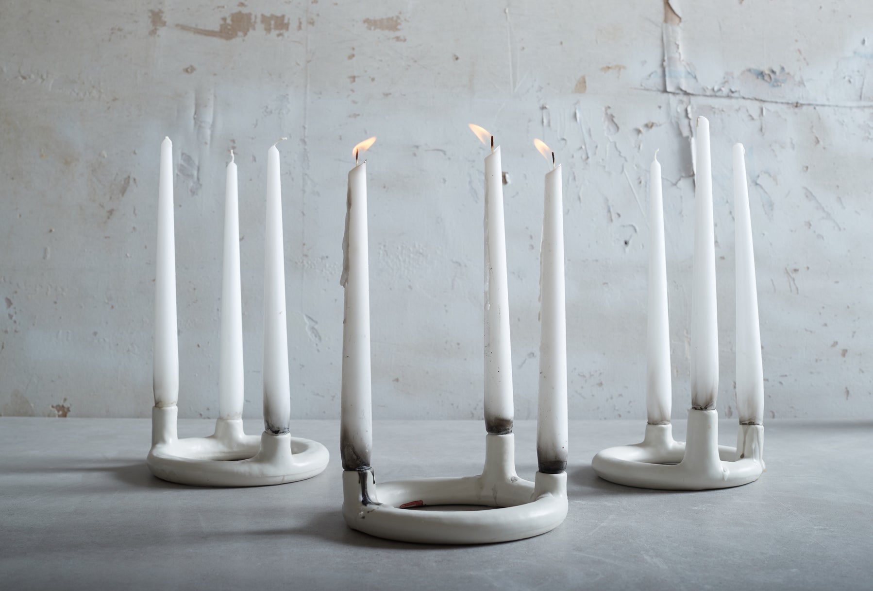 3 Cane Candle Hoops Hanukkiah